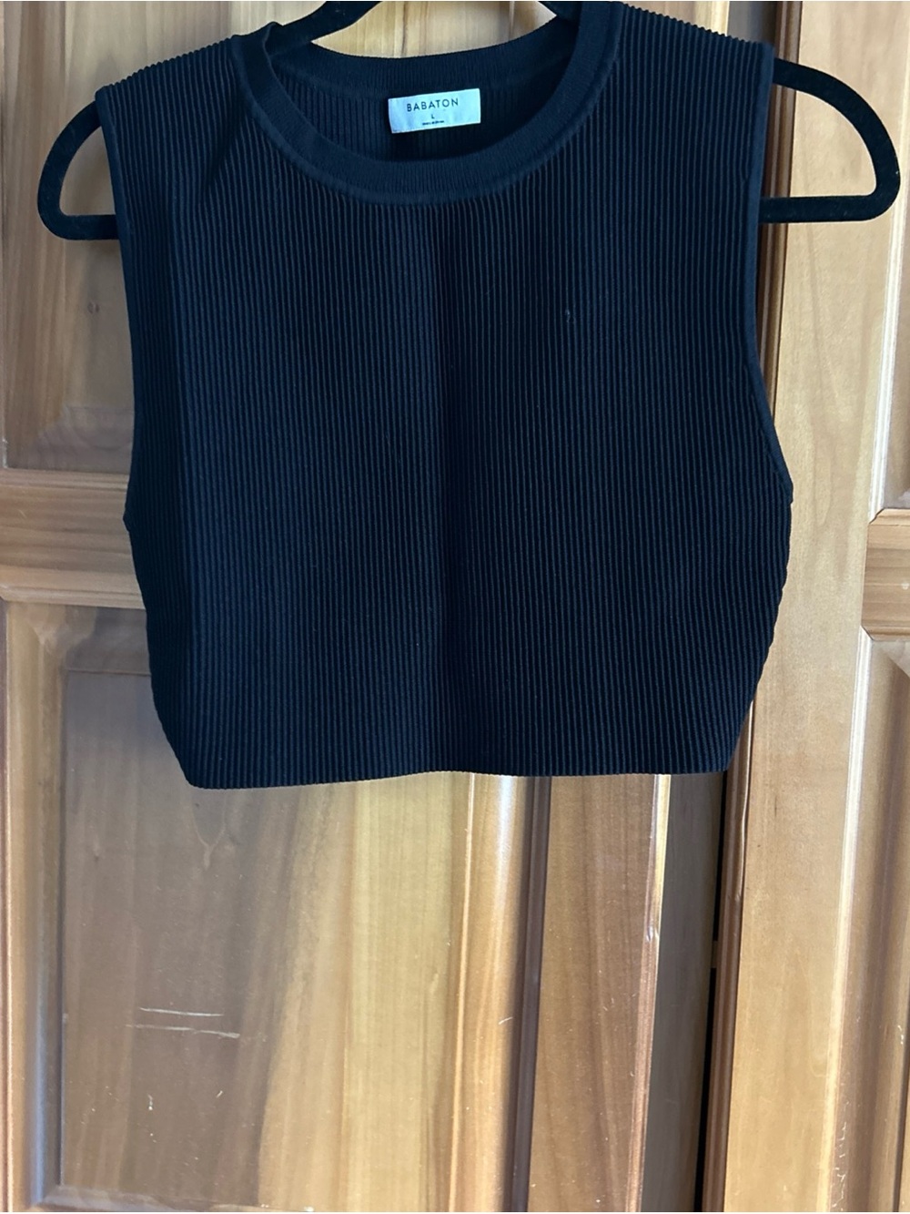 Babaton Black Ribbed Cropped Tank